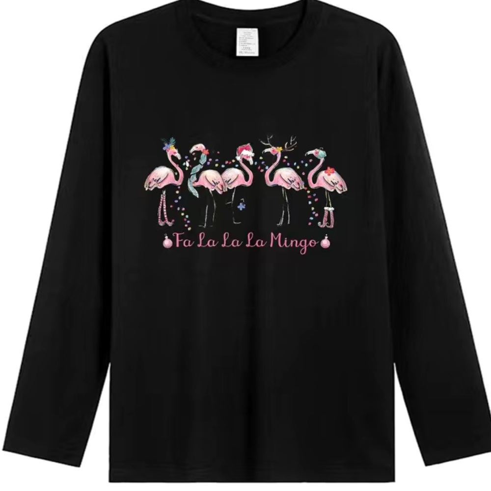 NWOT Christmas Flamingo Long Sleeve T-Shirt Size XL